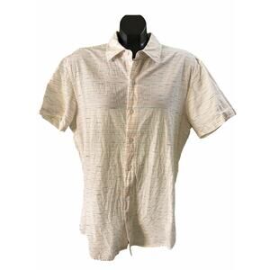 Bonobos Slim Fit Short Sleeve Button-Up Shirt Mens Large Cream Pattern Casual
